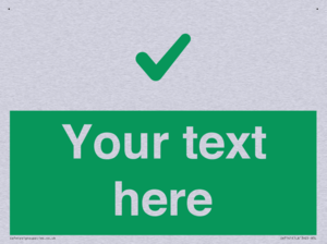 Custom green background, green tick sign